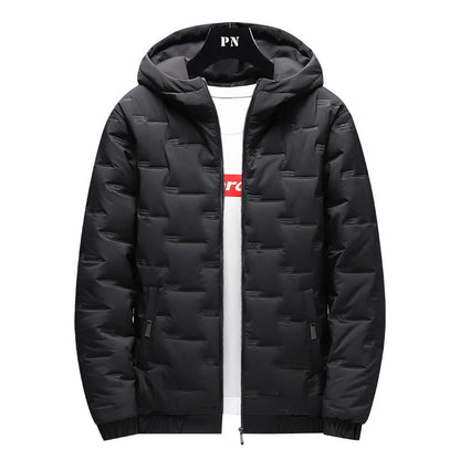 Men's Jacket Short Warm Hooded Cotton Jacket Men