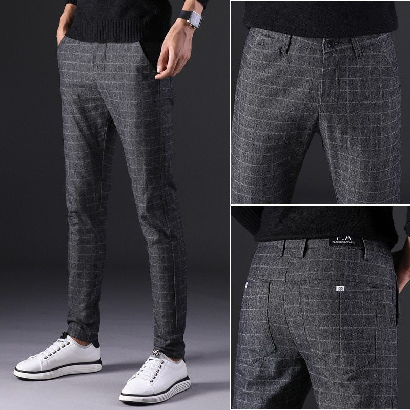 Slim straight trousers men