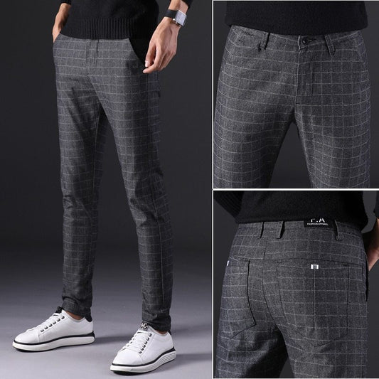 Slim straight trousers men