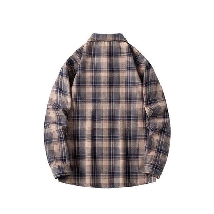 American Fashion Brand Long Sleeve Plaid Shirt Men