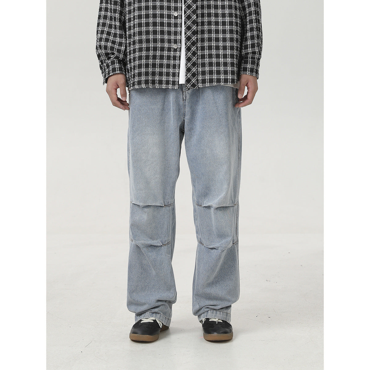 Fashion Retro Loose Denim Trousers Men