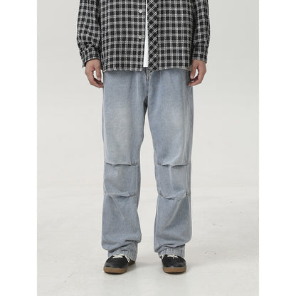 Fashion Retro Loose Denim Trousers Men