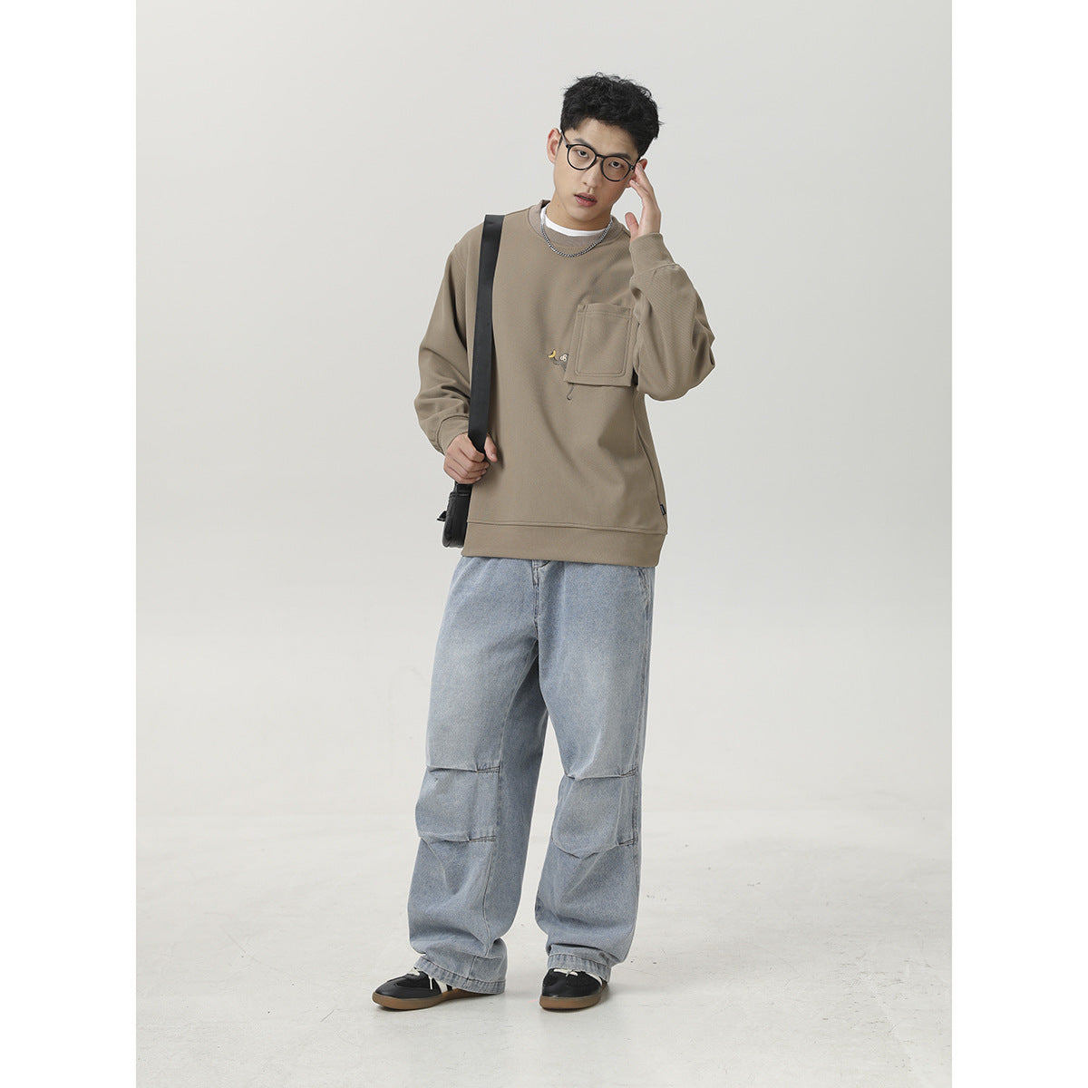 Fashion Retro Loose Denim Trousers Men