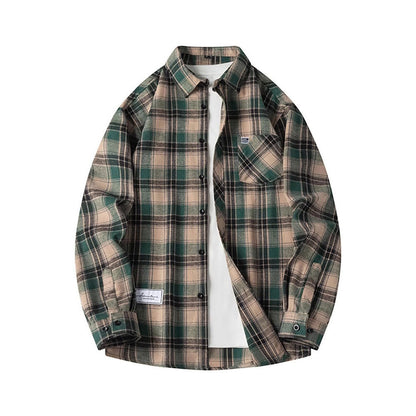 American Fashion Brand Long Sleeve Plaid Shirt Men